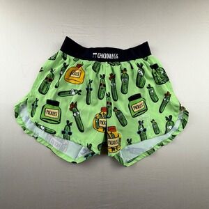 ChicknLegs Pickle Running Shorts XS Wmns Green Pickle Pattern Zipper Pocket 0108